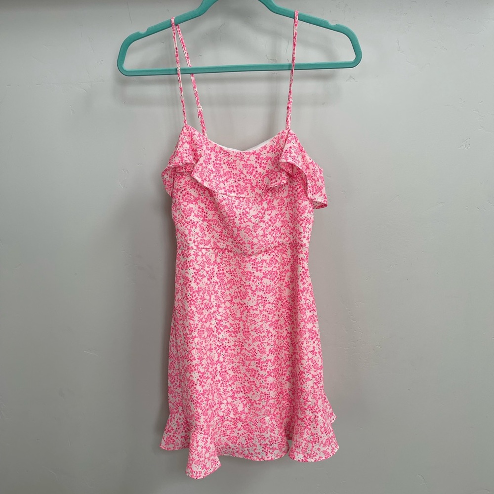 Spaghetti strap pink flower dress